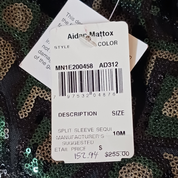 AIDAN MATTOX Holiday dress, long sleeve with open shoulder, size 10 - Picture 4 of 4